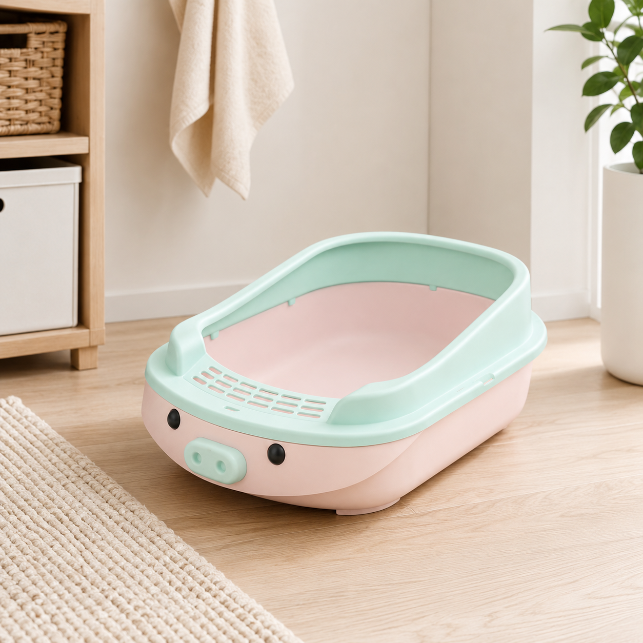 Zugo Pastel Cartoon Pink Small 19x43x14 Litter Box