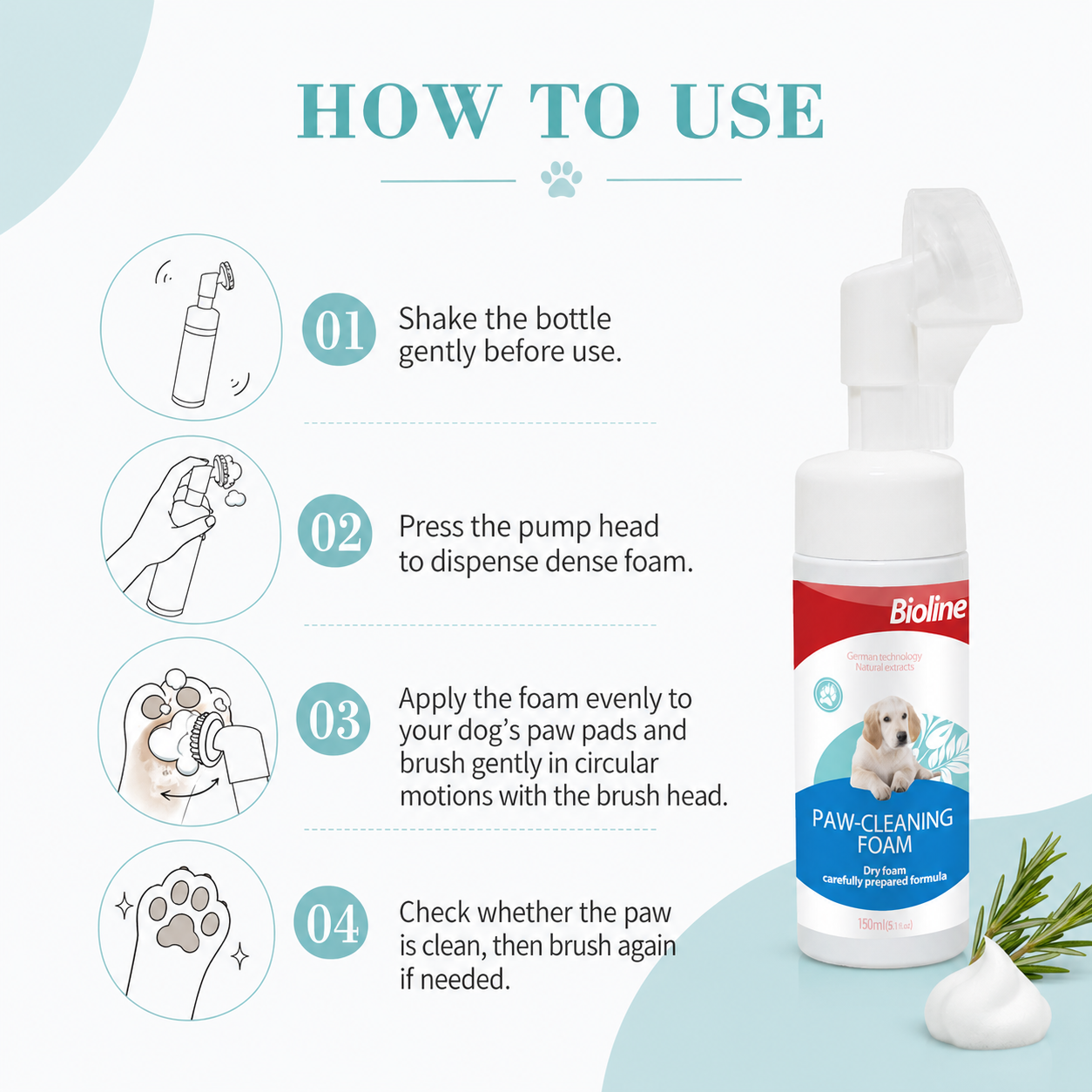 Bioline Paw Cleaning Foam Dog 150ml