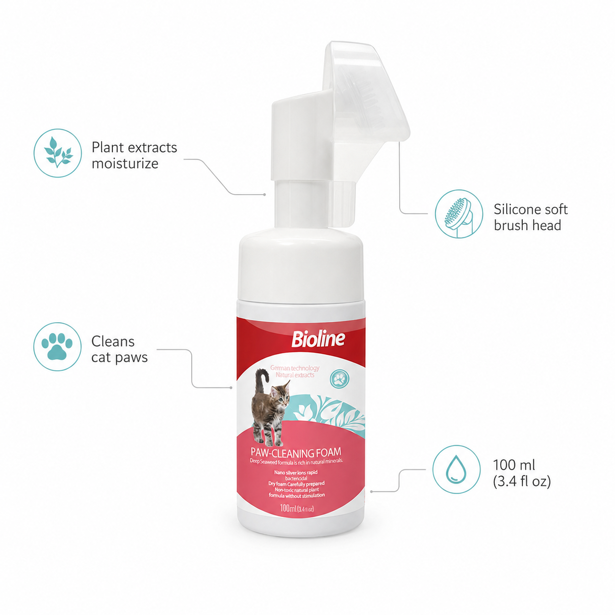 Bioline Paw Cleaning Foam Cat 100ml
