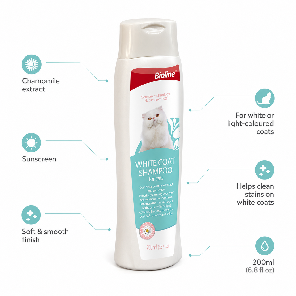 Bioline Shampoo White Coat Cat 200ml