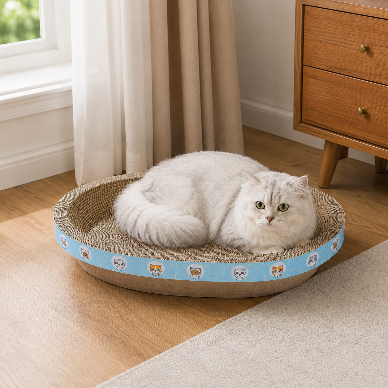 Zugo Oval Cartoon Small Cat Scratcher