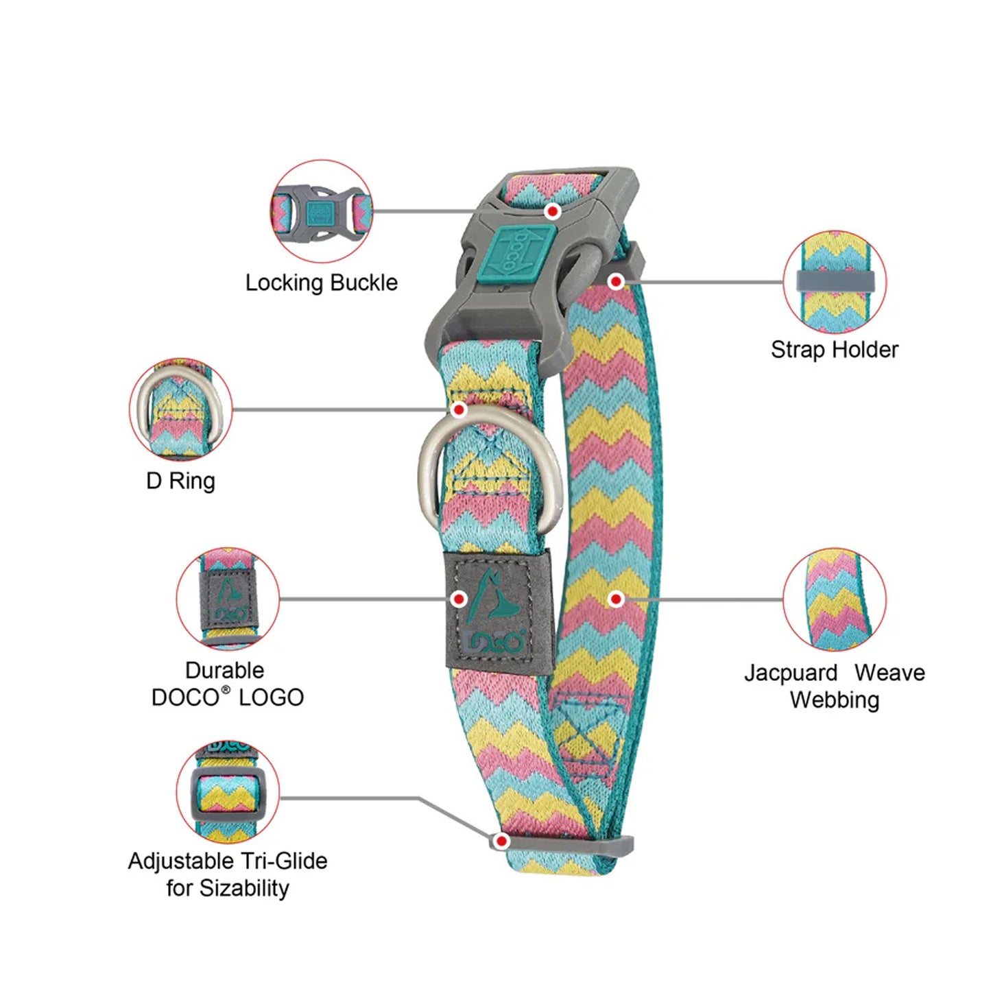 Doco Jacquard Weave Dog Collar
